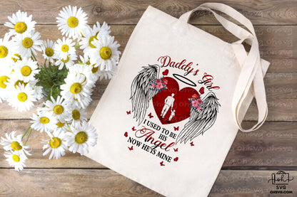 Daddy's Girl I Used To Be His Angel PNG, Angel Wings PNG, Memorial PNG, Heaven PNG