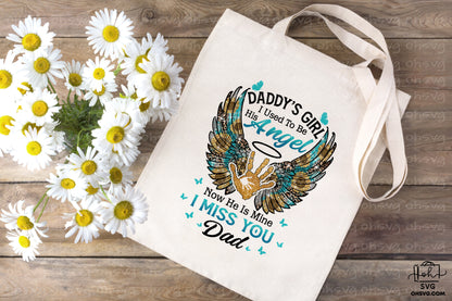 Daddy's Girl I Used To Be His Angel PNG, Angel Wings PNG, Memorial PNG, Heaven PNG