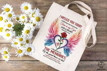 I Missed You Today, I Will Miss You Tomorrow PNG, Angel Wings PNG, Memorial PNG, Heaven PNG