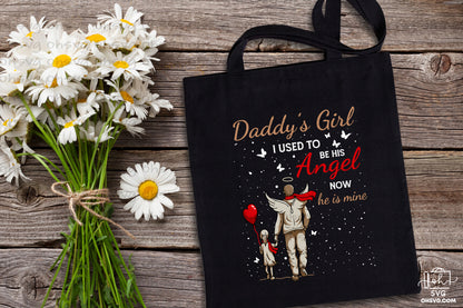 Daddy's Girl I Used To Be His Angel PNG, Angel Wings PNG, Memorial PNG, Heaven PNG