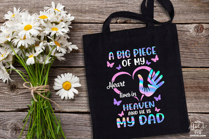 A Big Piece Of My Heart Lives In Heaven PNG, Angel Wings PNG, Memorial PNG, Heaven PNG