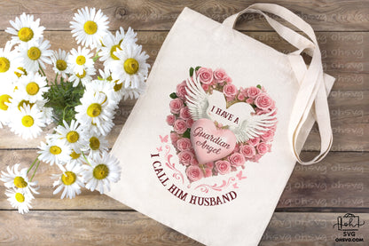 Guardian Angel I Call Him Husband PNG, Angel Wings PNG, Memorial PNG, Heaven PNG