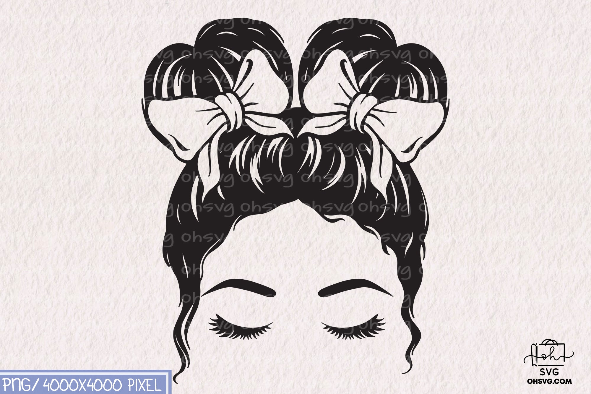 Mom or Girl Life Messy Bun Hair SVG, Messy Bun SVG, Bannada SVG