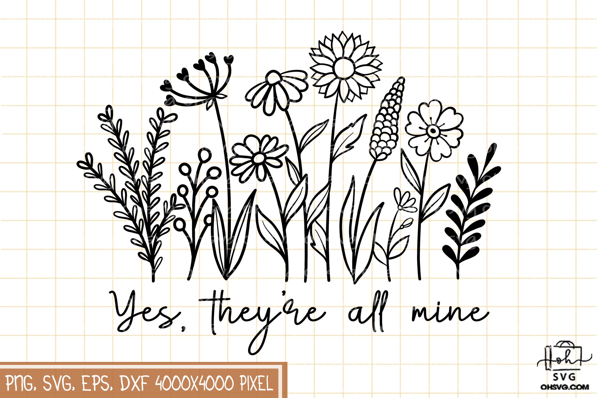 Yes, They're All Mine Sublimation SVG, Mom SVG, Mothers Day SVG