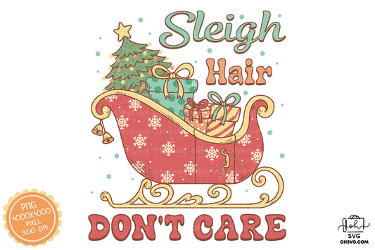 Sleigh Hair Don't Care Sublimation PNG, Christmas PNG, Funny Christmas Couples PNG, Santa Claus PNG