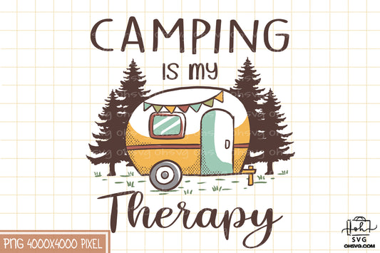 Camping is My Therapy Sublimation PNG, Camping Life PNG, Camping Outdoor PNG