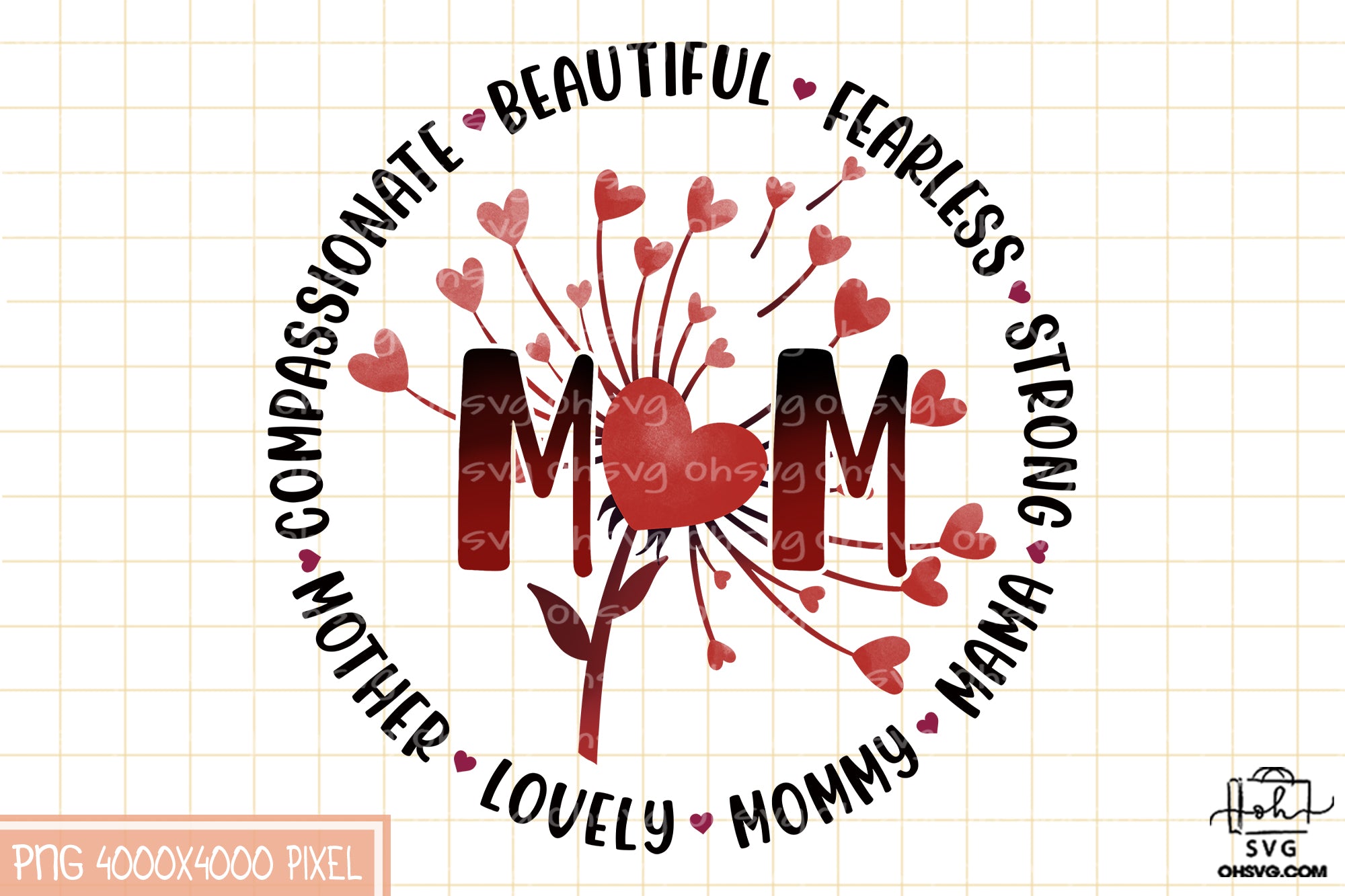 Mom Strong Lovely Beautiful Sublimation PNG, Mom PNG, Mothers Day PNG