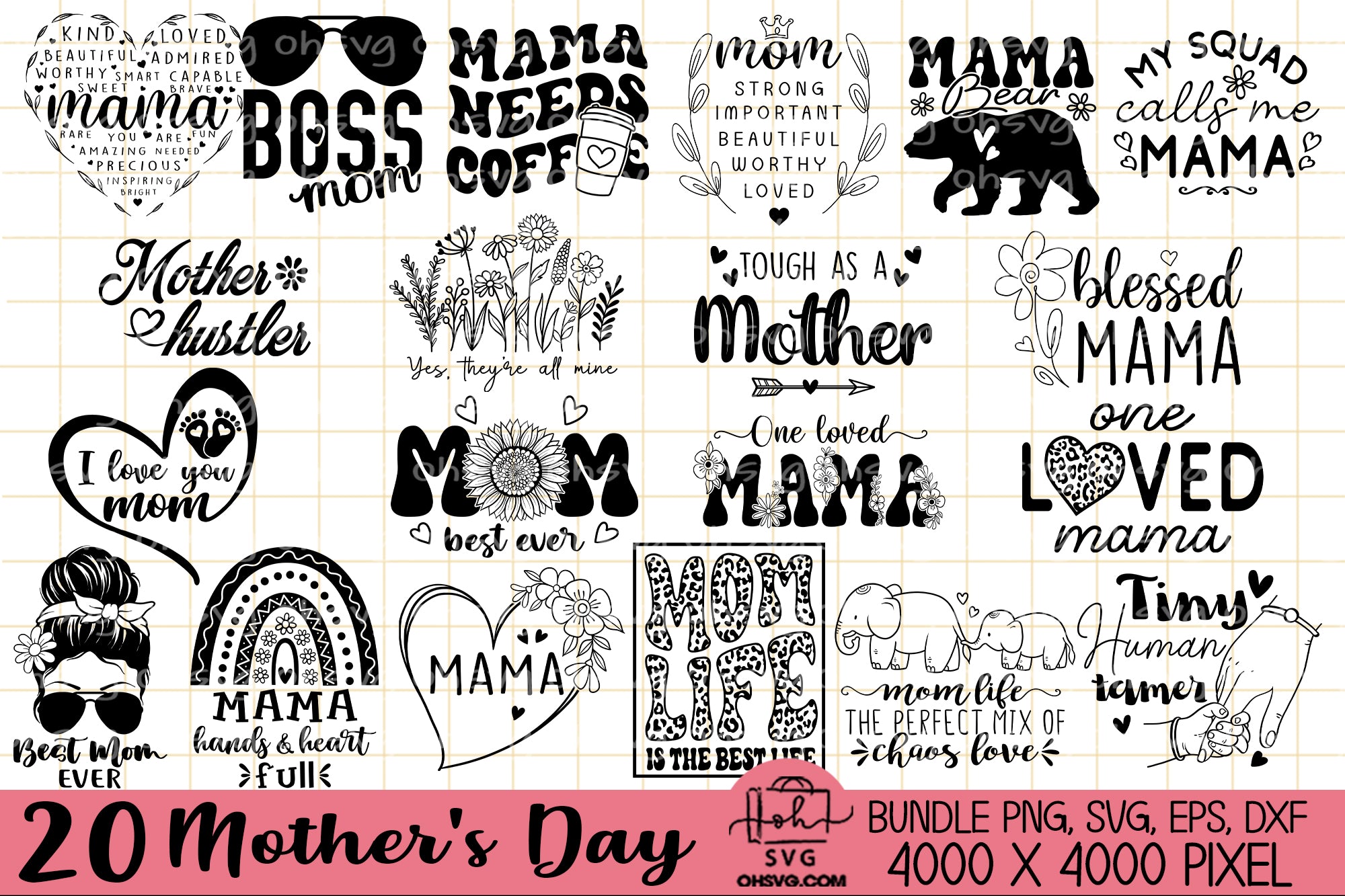 I Love You Mom Bundles Sublimation SVG, Mom SVG, Mothers Day SVG