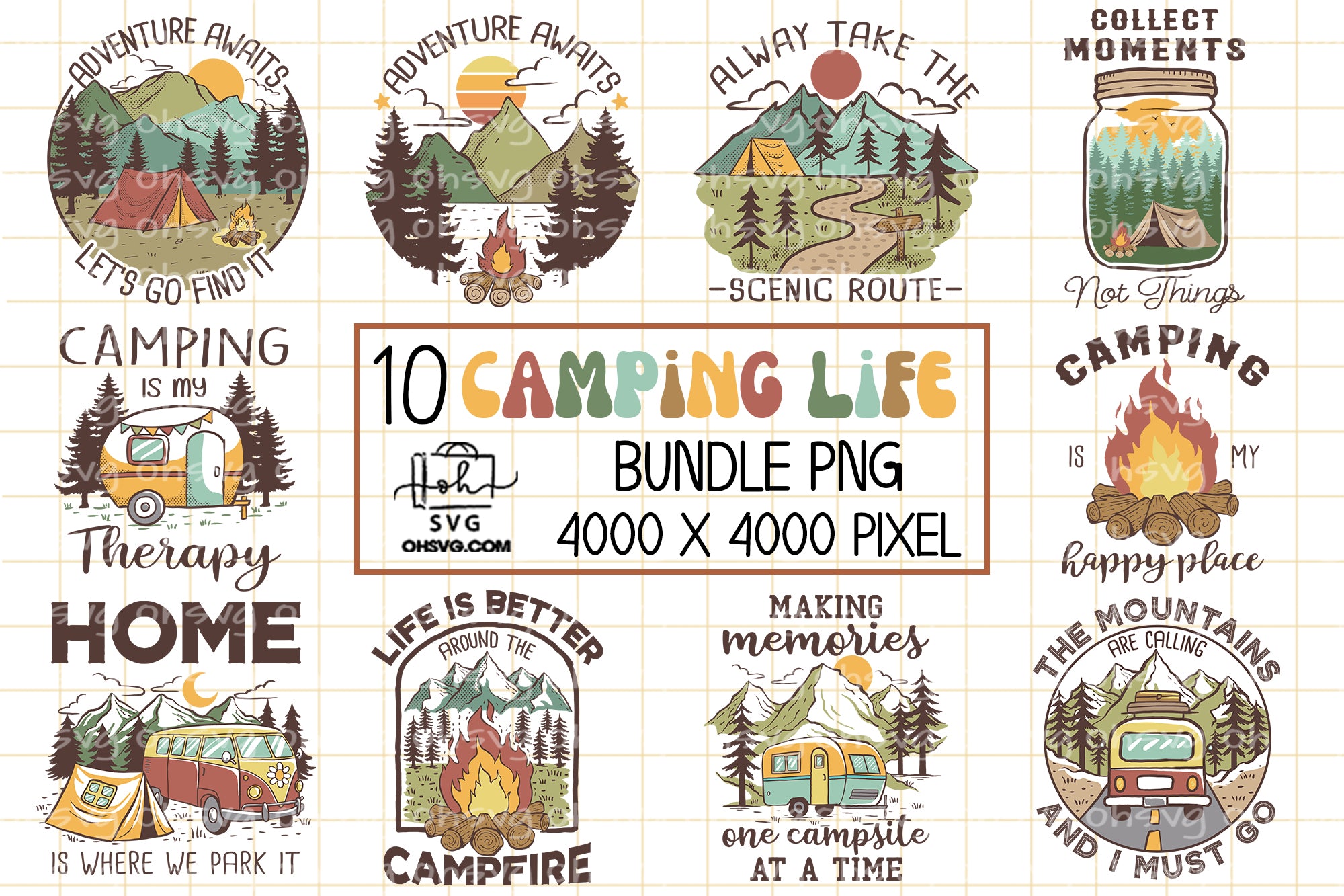 Camping Life Sublimation Bundles PNG, Camping Life PNG, Camping Outdoor PNG