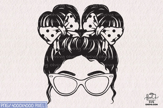 Mom or Girl Life Messy Bun Hair SVG, Messy Bun SVG, Bannada SVG