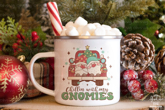 Chillin With My Gnomies Sublimation PNG, Christmas PNG, Funny Christmas Couples PNG, Santa Claus PNG