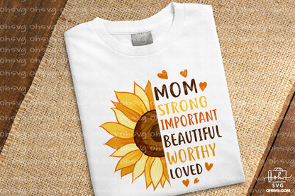 Mother's Day Sunflower Sublimation PNG, Mom PNG, Mothers Day PNG
