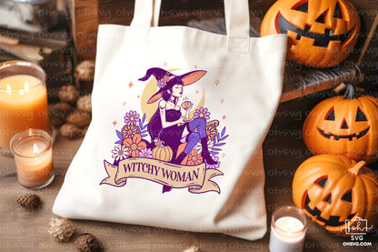 Witchy Woman Sublimation PNG, Witch Halloween PNG, Halloween T-shirt PNG