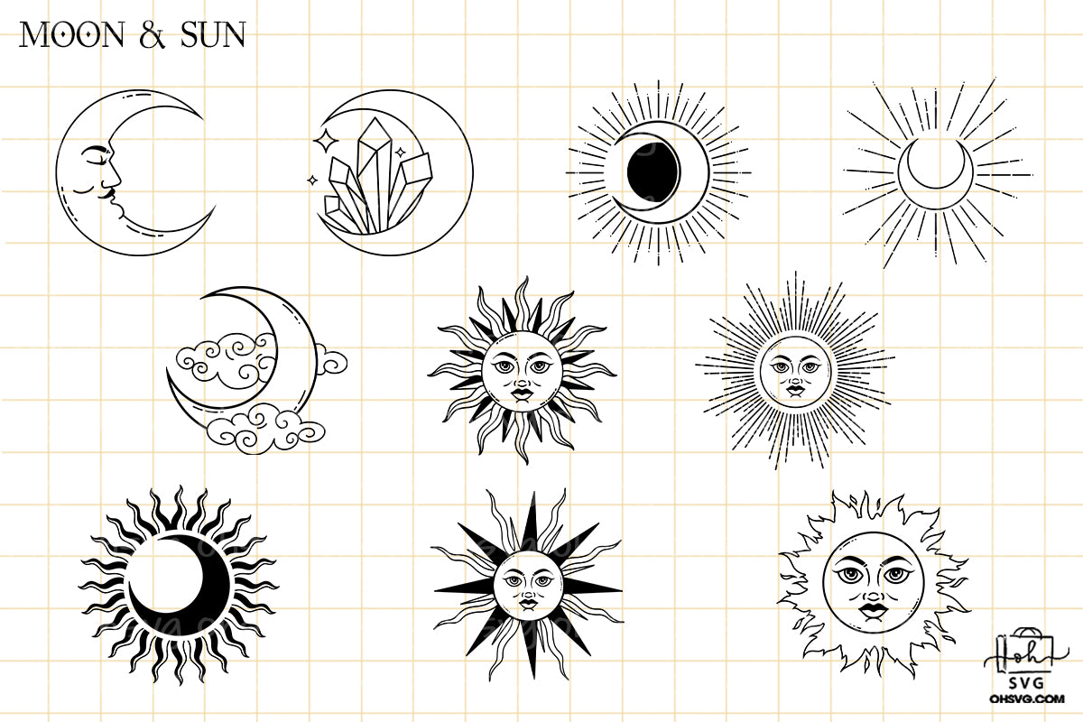 Hand Drawn Mystic & Doodle Esoteric Sublimation SVG, Fantasy SVG, Mystical Moon SVG, Magic Art SVG