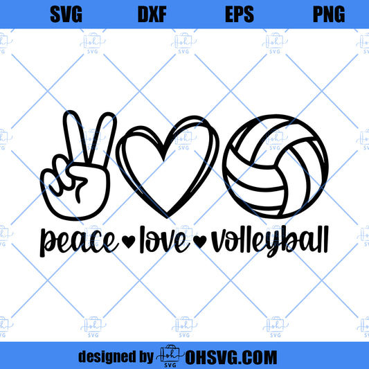 Peace Love Volleyball SVG, Volleyball SVG PNG DXF Cut Files For Cricut