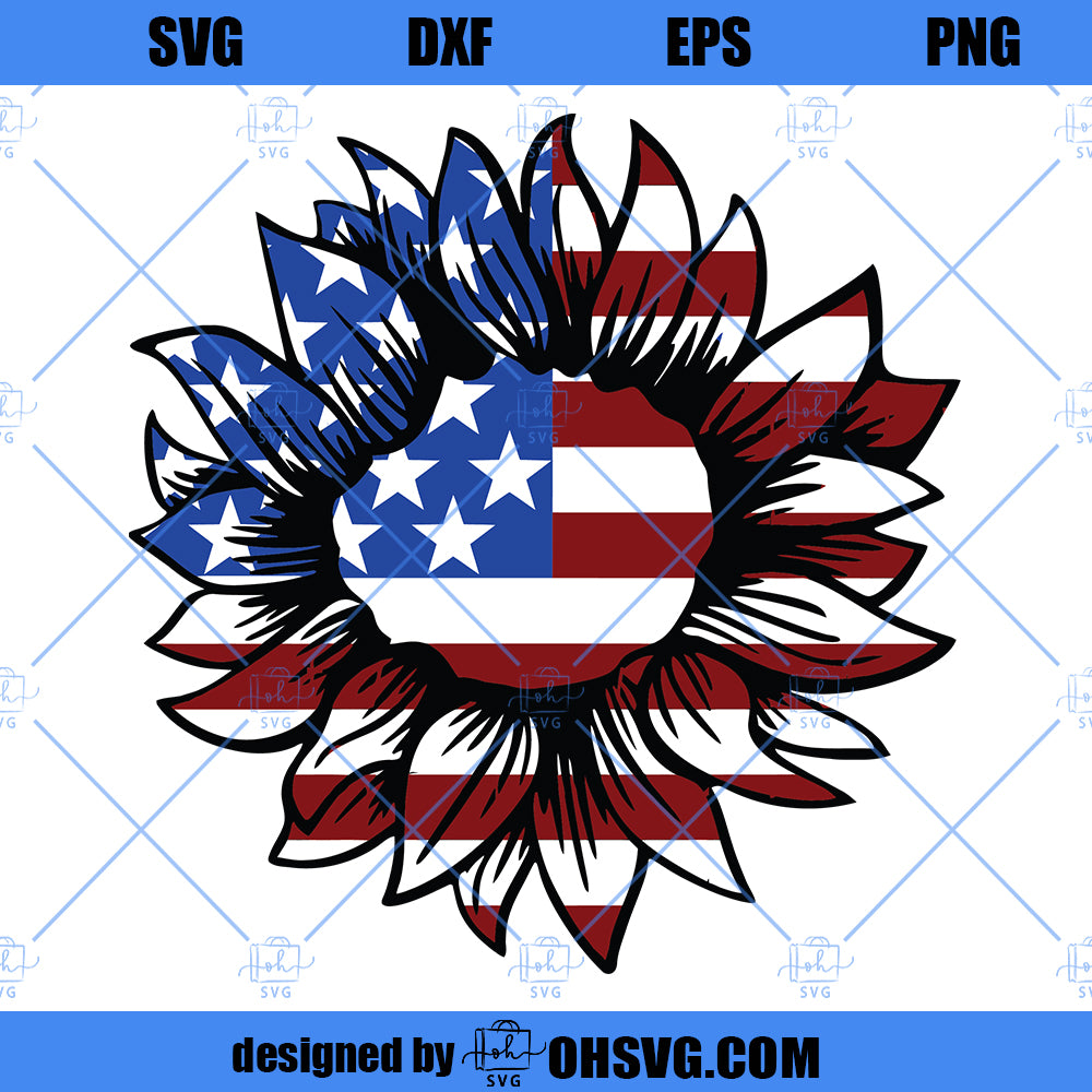 American Flag Sunflower SVG, Sunflower Flag SVG, Memorial Day SVG