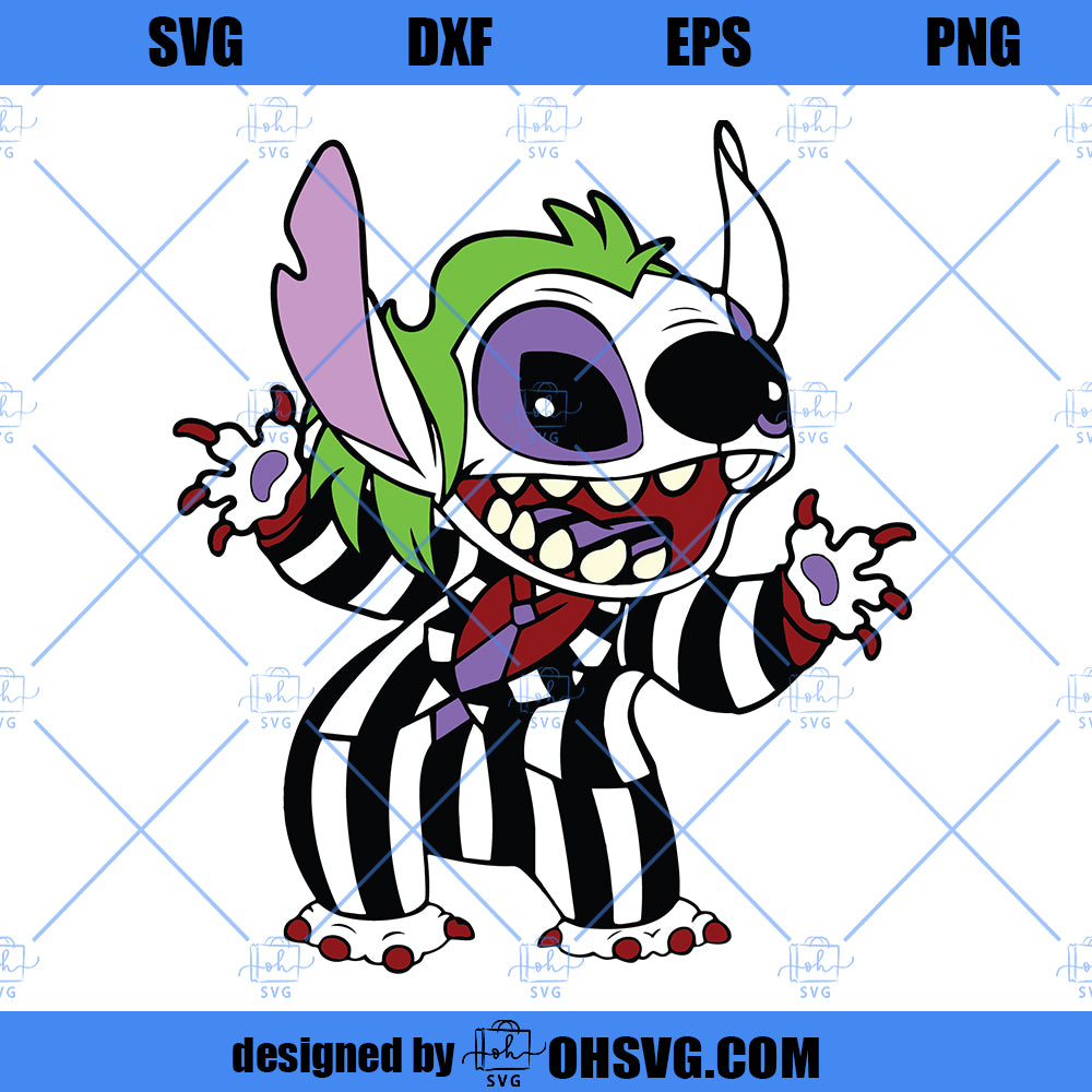 Stitch as Beetlejuice - Layered SVG, PNG, JPG, Clipart, Cricut, Silhouette Cut Files