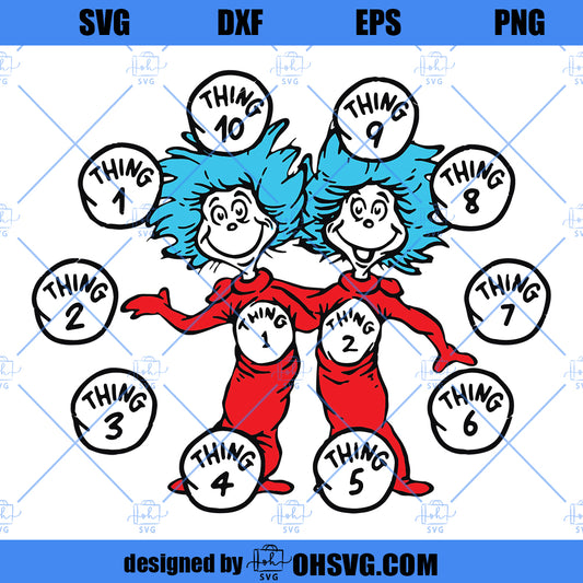 Thing Dr Seuss SVG, Dr Seuss SVG, Reading SVG PNG DXF Cut Files For Cricut