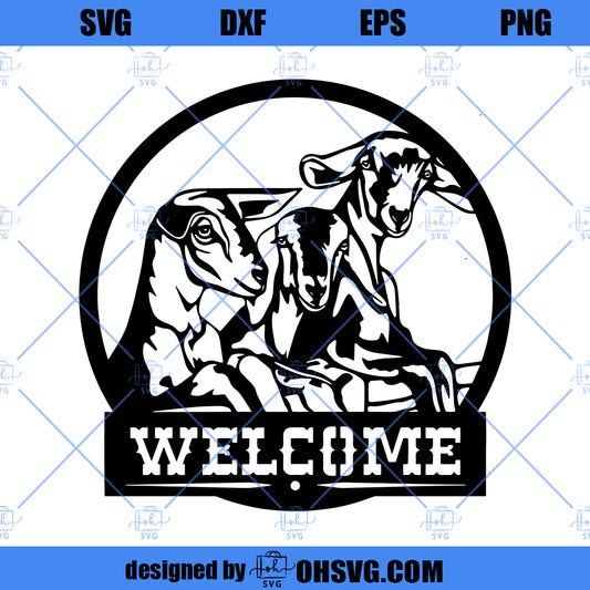 Goat SVG, Welcome Sign SVG File For Cricut Silhouette, Farm Animal SVG