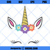 Unicorn Face - JPG, png &amp; SVG, DXF cut file, Printable Digital, flowers, lashes - Instant Download