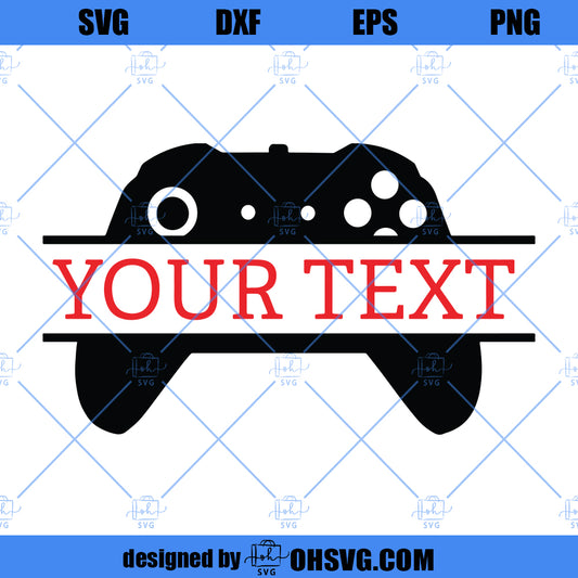 Gamer Controller Split Monogram Name Frame SVG, Video Game SVG