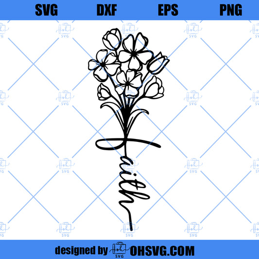 faith cross svg Png svg studio3 cut file faith wildflower svg download Religious svg png faith svg jesus svg commercial use faith bouquet