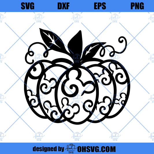 Pumpkin SVG, Mickey Pumpkin SVG, Swirly Pumpkin Mandala SVG