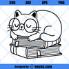 Cat And Book SVG, Reading SVG, Book Cat SVG PNG DXF Cut Files For Cricut