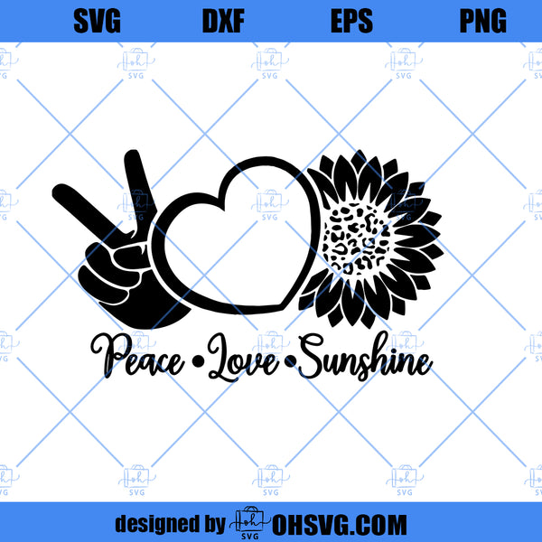 Peace Love Sunshine Svg, Sunflower Svg, Funny Summer