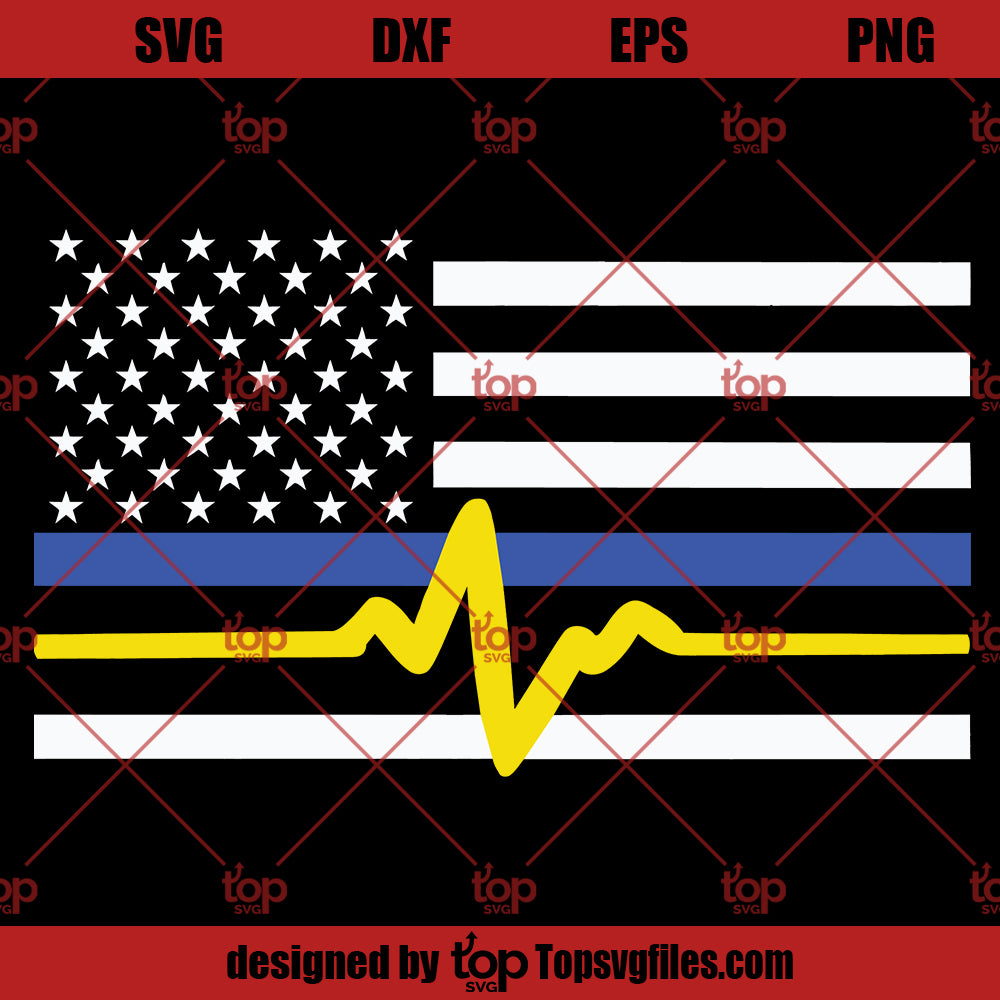 Dispatcher And Police SVG, 911 Dispatcher SVG, Thin Gold Line Thin Blue Line SVG