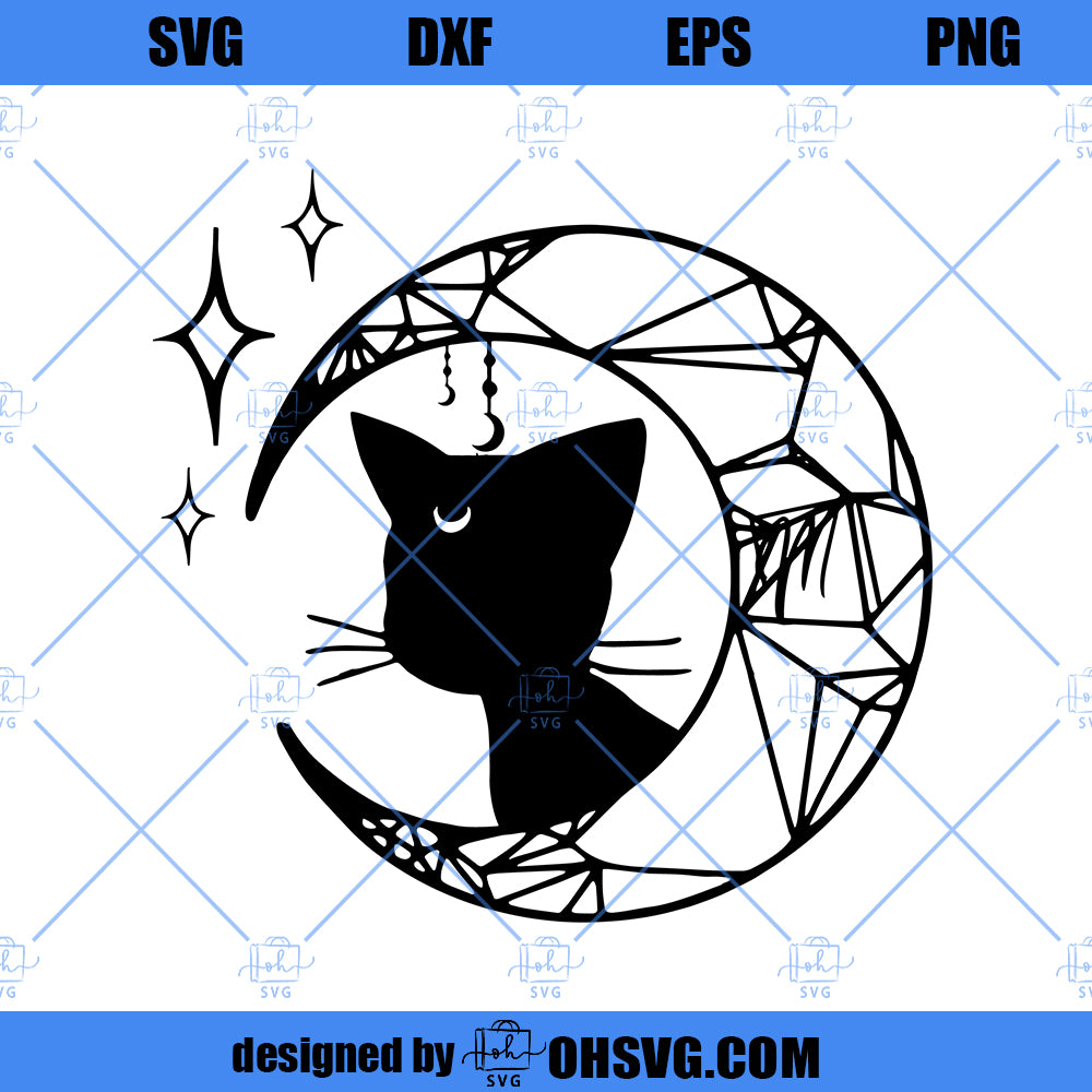 Luna SVG, Sailormoon SVG, Cat Mystic Moon SVG PNG DXF Cut Files For Cricut