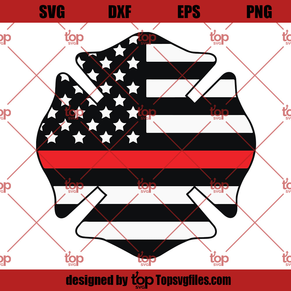 Firefighter Badge SVG American Flag, Thin Red Line Bagde SVG