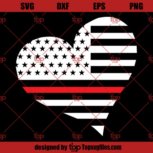 Thin Red Line Heart Flag SVG, Firefighter Thin Red Line SVG