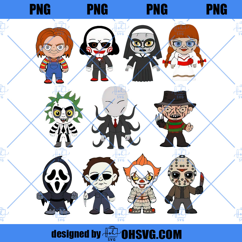 Halloween Movie Characters SVG, Chibi Halloween Characters SVG