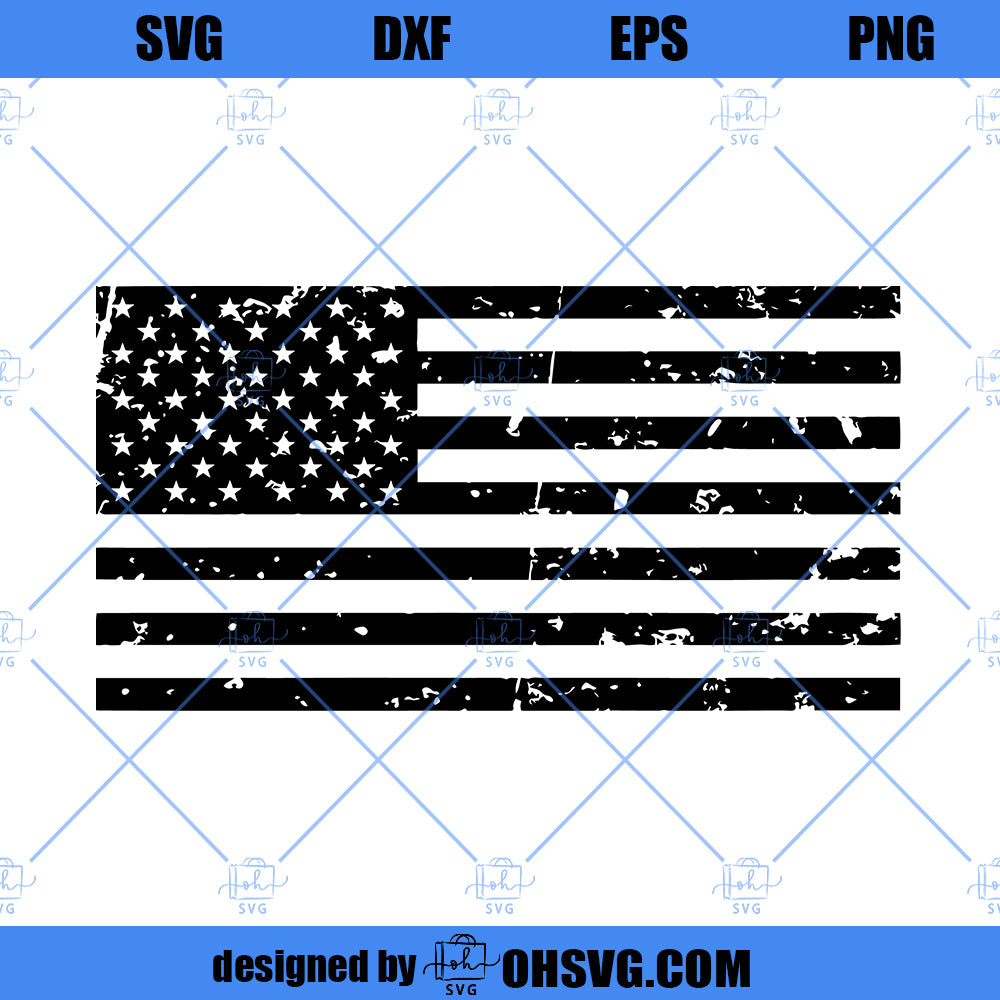 Distressed Thin Blue Line Flag Svg Cut File