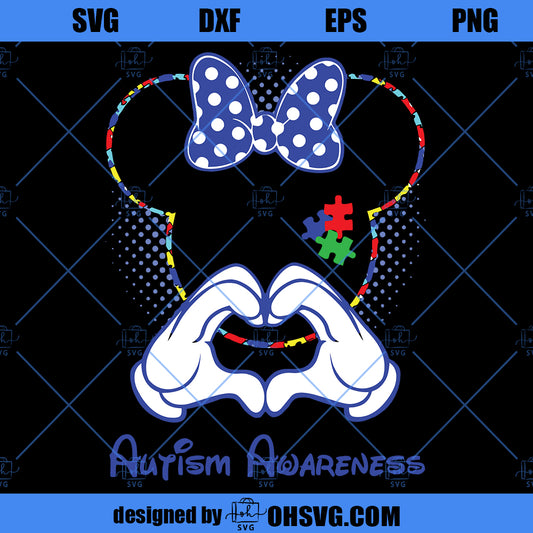 Autism Awareness SVG, Minnie Autism SVG PNG DXF Cut Files For Cricut