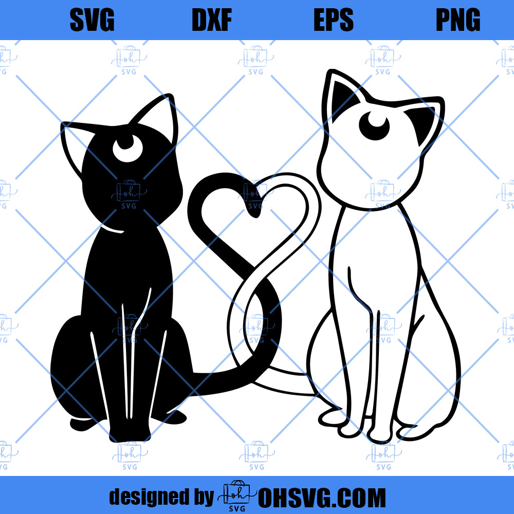 Luna And Artemis Heart SVG, Sailor Moon Cats SVG