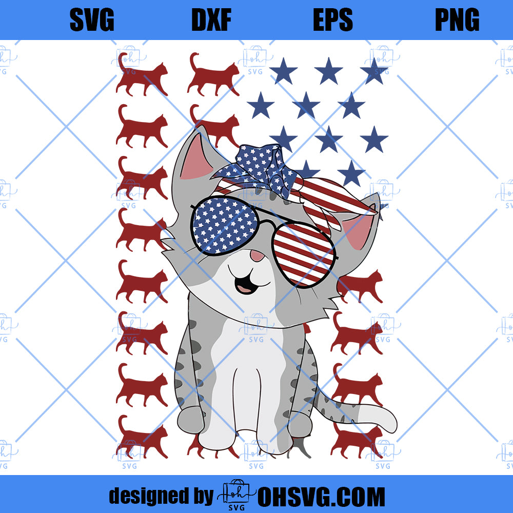 The Cat Flag Independence Day SVG, Cat SVG, Cat American SVG - ohsvg