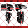Distressed American Thin Red Line SVG, Thin Red Line Flag SVG