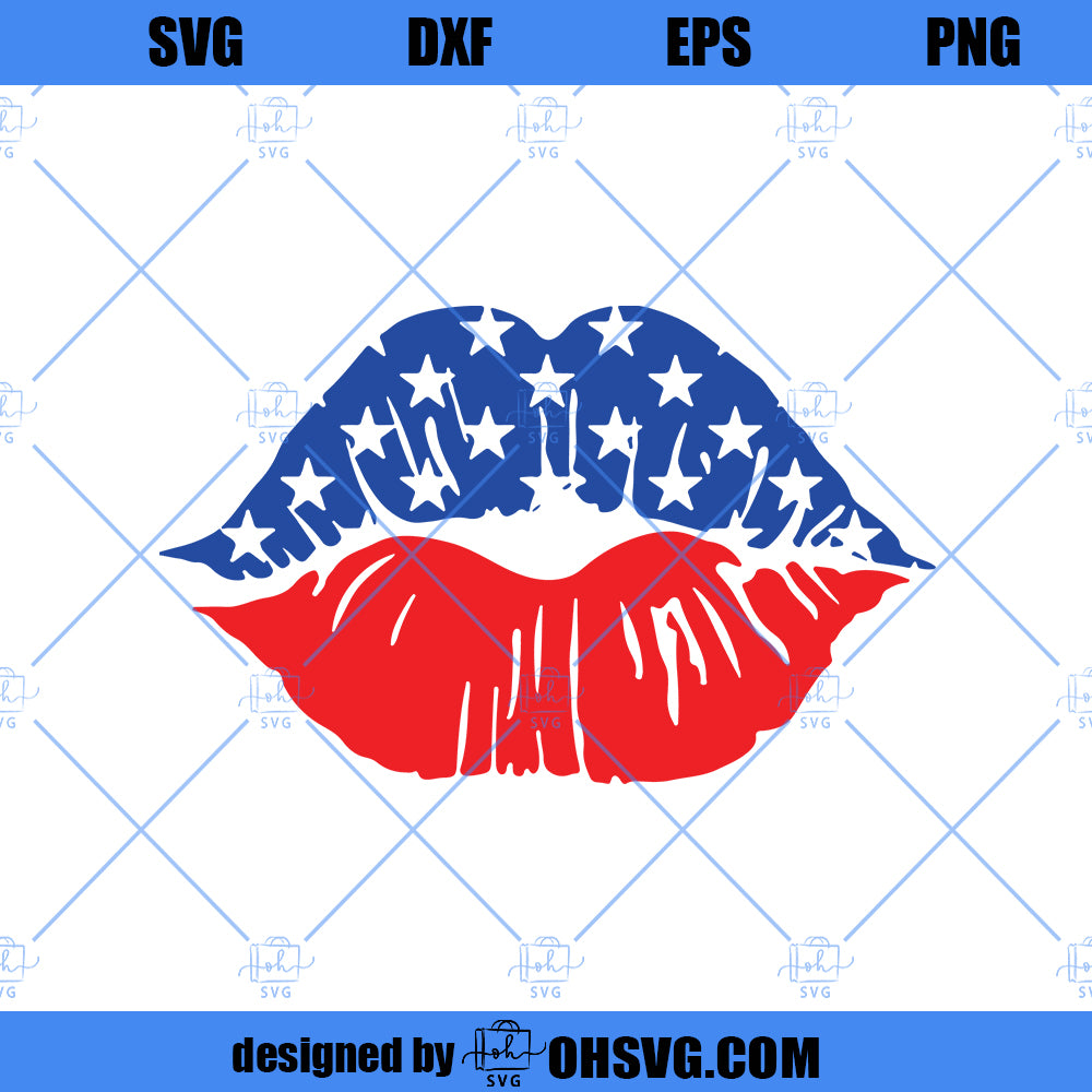 USA Lips Kiss SVG, Fourth Of July SVG, 4th of July SVG, Patriotic SVG