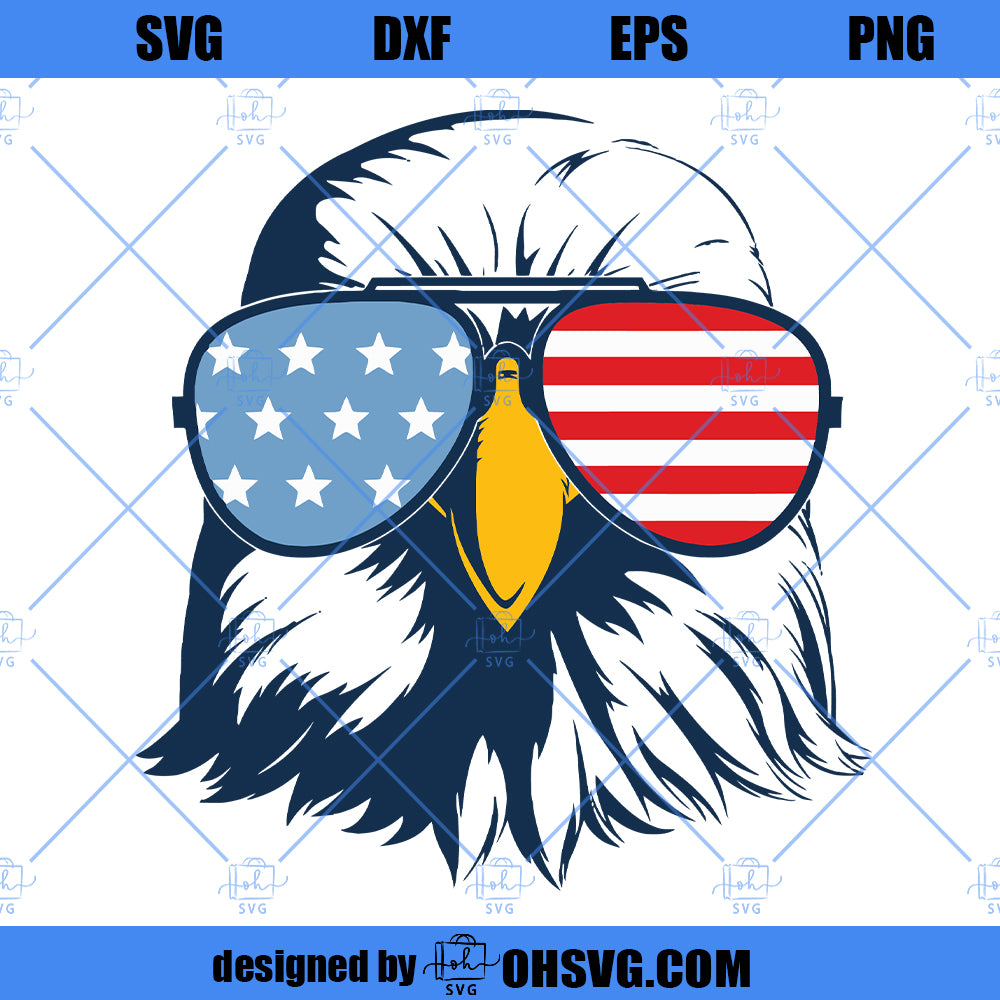 patriotic eagle with sunglasses/4th july svg/american eagle/patriotic bald eagle/patriotic 4th july svg/amerain eagle with glasses svg/