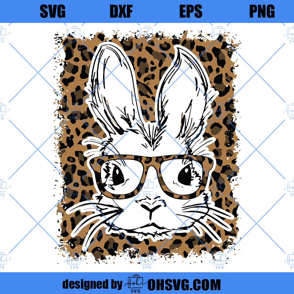 Bunny SVG, Bunny Leopard SVG, Leopard Bunny Glasses SVG