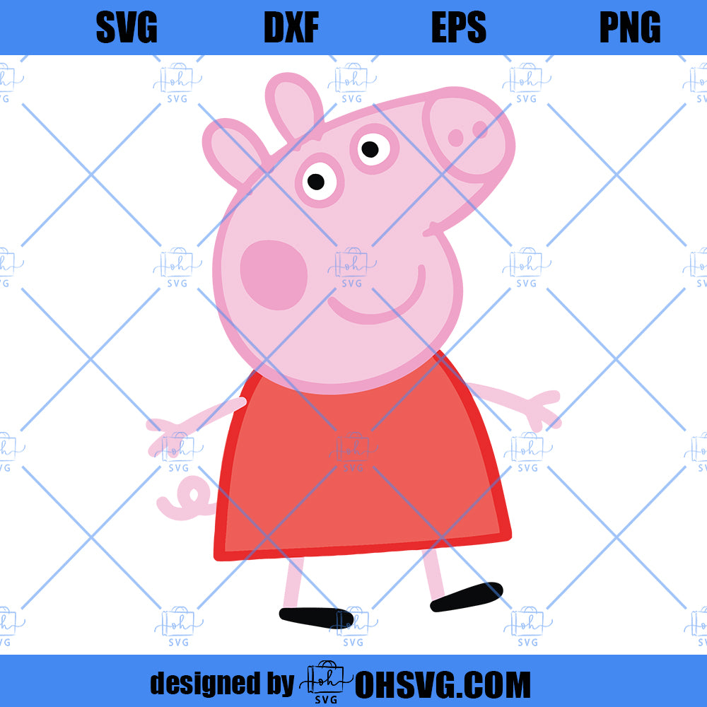 Peppa Pig SVG, Cute Peppa Pig SVG PNG DXF Cut Files For Cricut