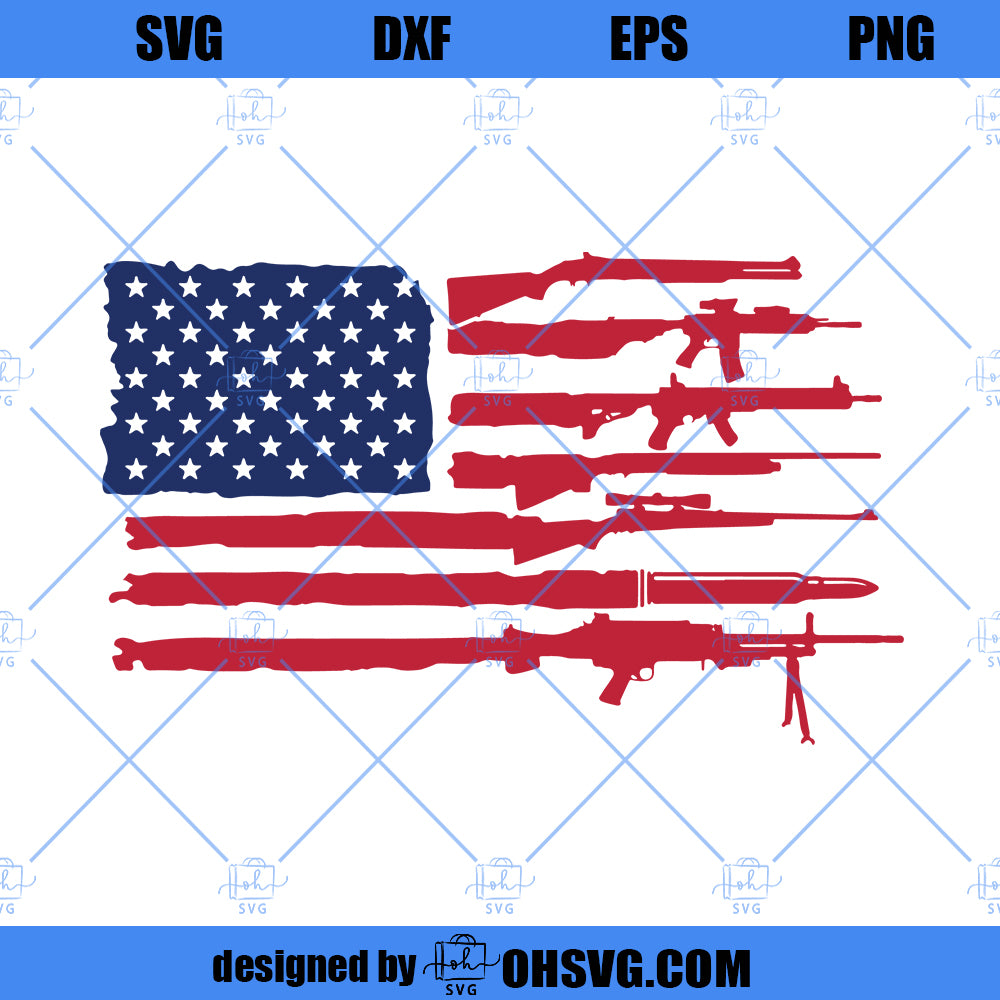 American Gun Flag SVG, Rifle Flag SVG, Guns SVG, 2nd Amendment SVG