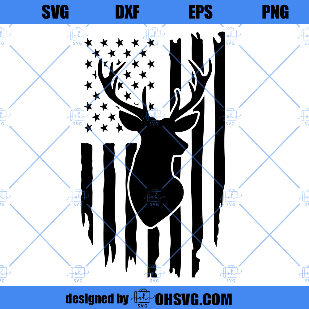 Distressed American Flag SVG, Hunting SVG, Deer SVG - ohsvg