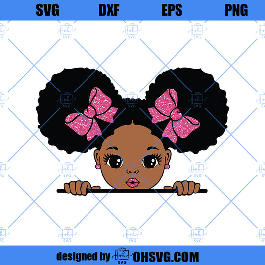 Peekaboo Girl SVG, Afro Girl SVG, Black Girl Cute Little Kid SVG