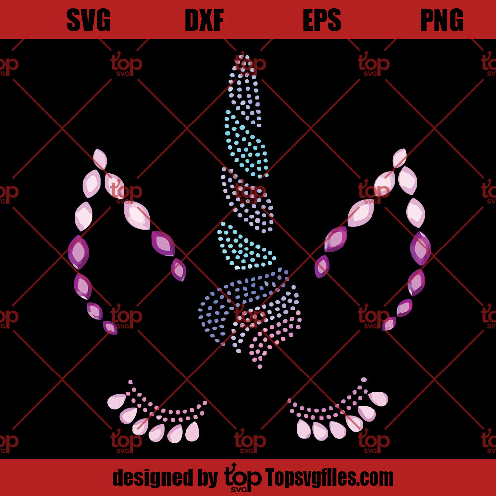 Unicorn Sparkling Gems SVG, Unicorn SVG PNG DXF Cut Files For Cricut