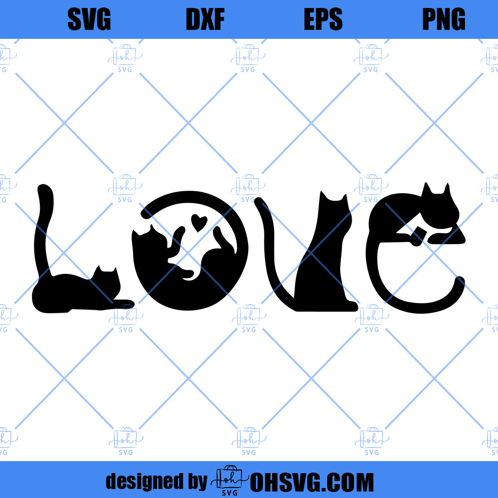 Cat's Love Design, Cats Spelling Out Love, Cat Svg, Digital Download for Cricut, Pet Love Svg, Clip Art, Vinyl Cut File, Instant Design png