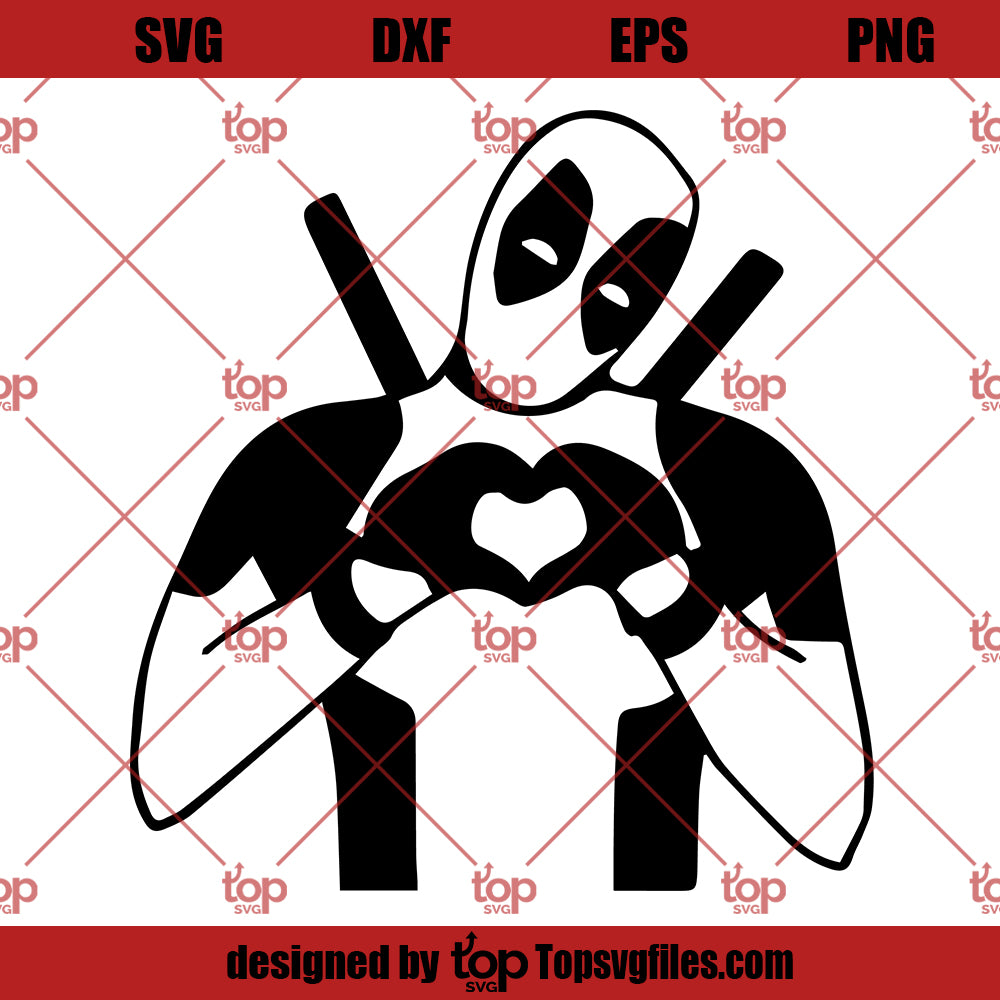 Deadpool SVG, Deadpool Heart SVG PNG DXF Cut Files For Cricut