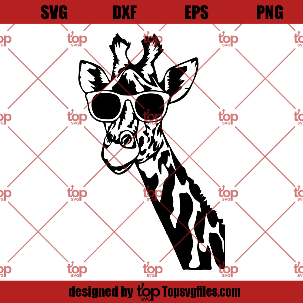 Giraffe With Glasses SVG, Giraffe SVG PNG DXF Cut Files For Cricut